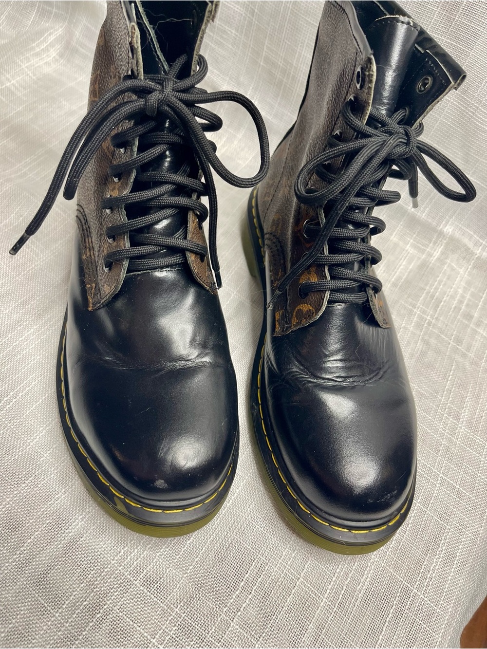 Dr. Martens Black Leather 1460 Louis Vuitton Leather Custom Boots - Picture 2 of 15